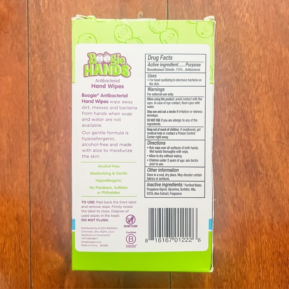 Boogie Antibacterial Hand Wipes, 3 Packs (20 Wipes Each) - Picture 2 of 3